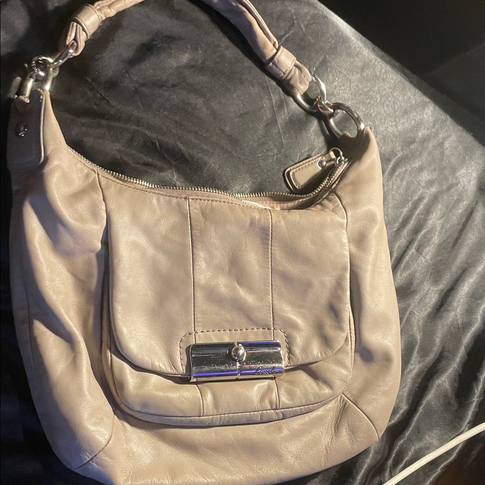 Coach Cream Shoulder Bag with Silver Accents